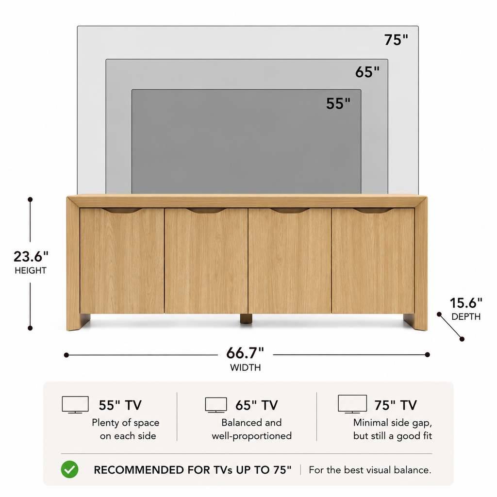 Modern Wood TV Stand with Storage Cabinet Natural