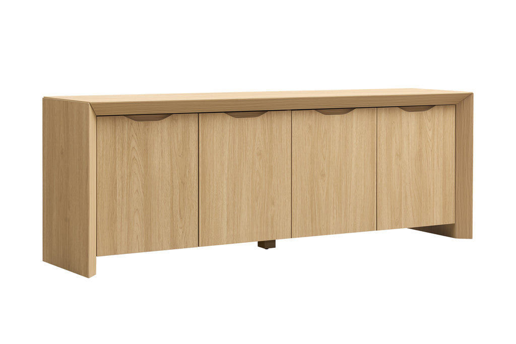 Modern Wood TV Stand with Storage Cabinet Natural