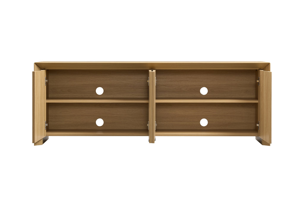 Modern Wood TV Stand with Storage Cabinet Natural