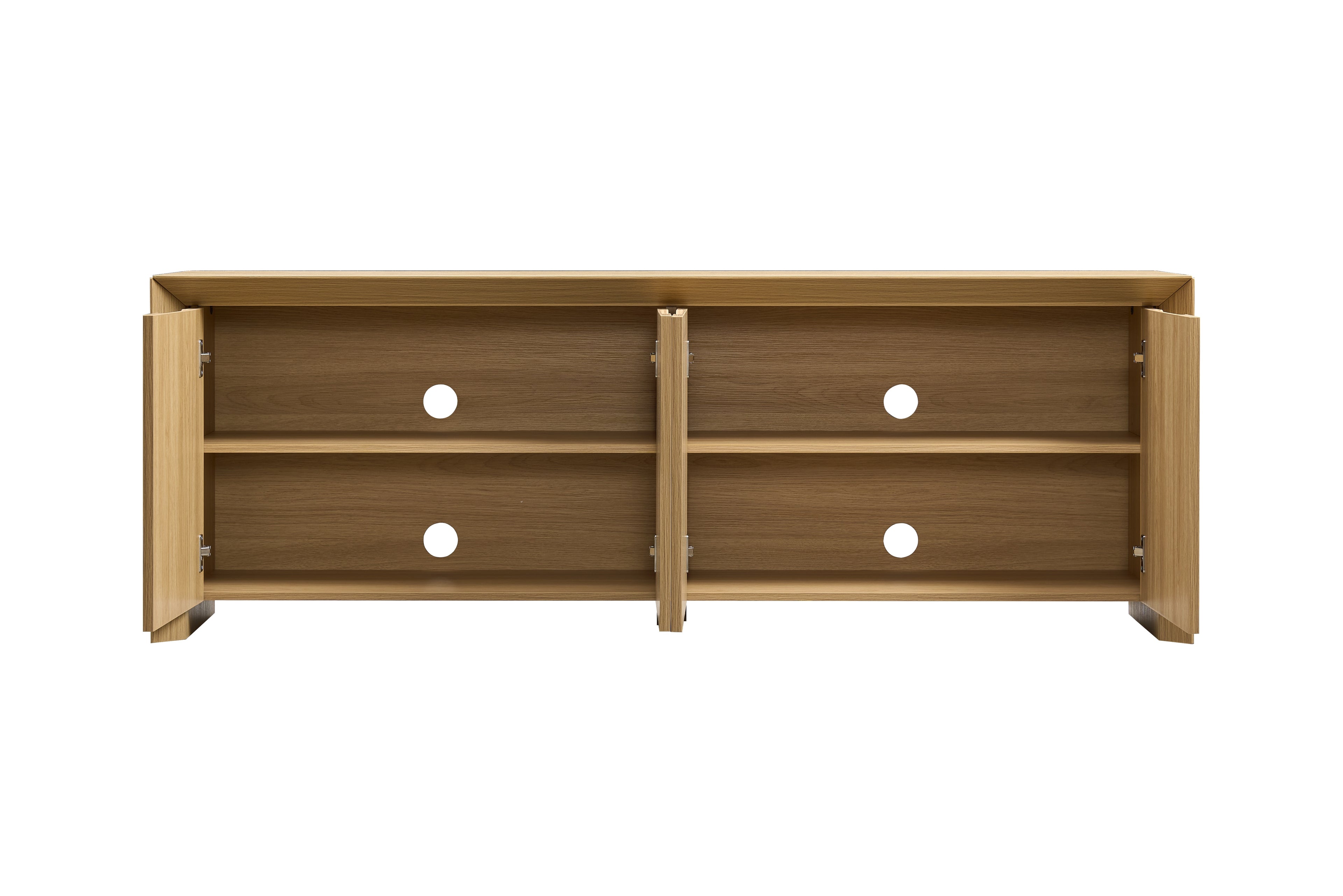 Modern Wood TV Stand with Storage Cabinet Natural