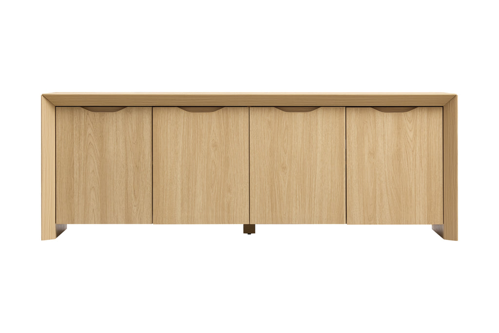 Modern Wood TV Stand with Storage Cabinet Natural