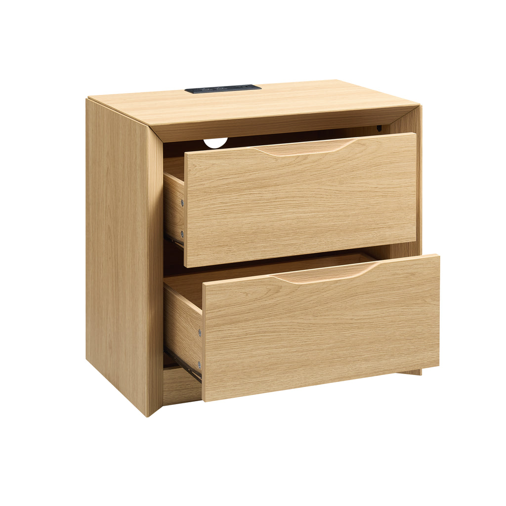 Nightstand with Charging Station and 2 Drawers