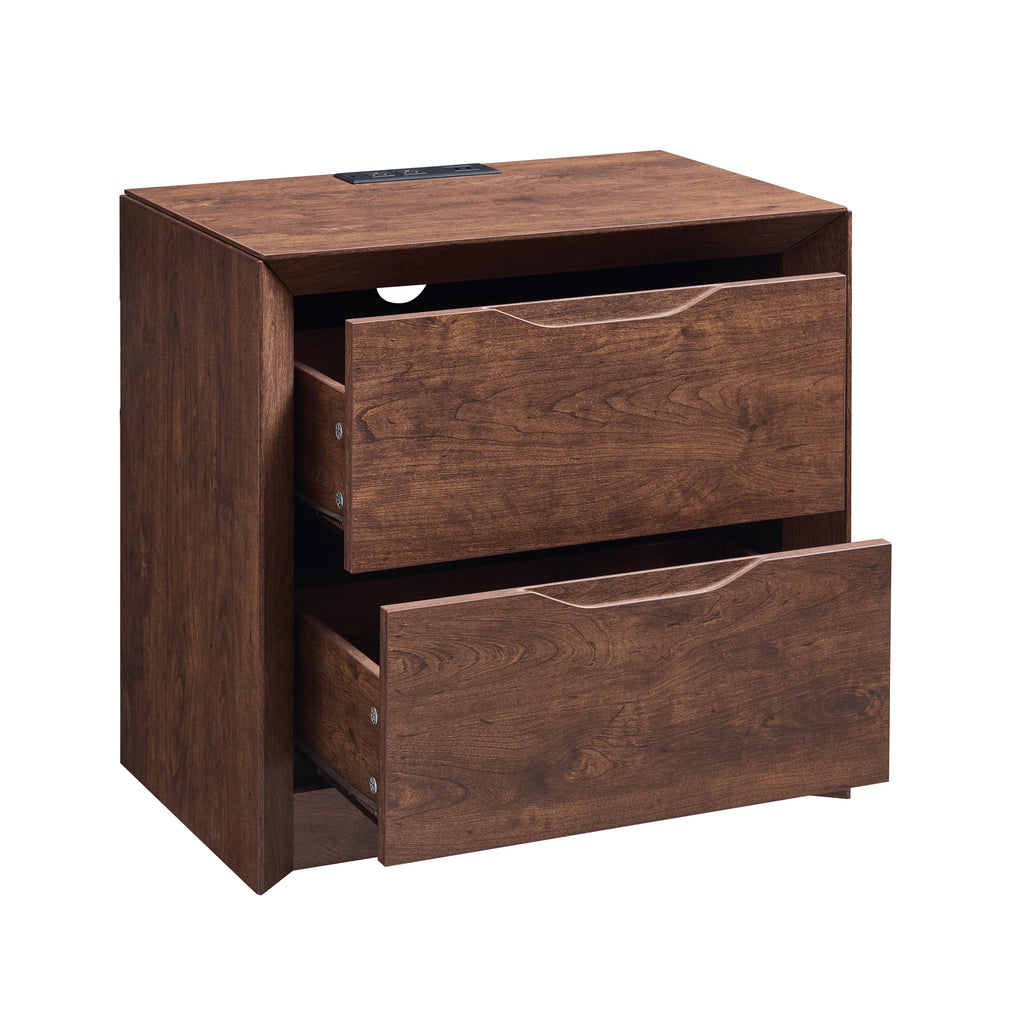 Nightstand with Charging Station and 2 Drawers