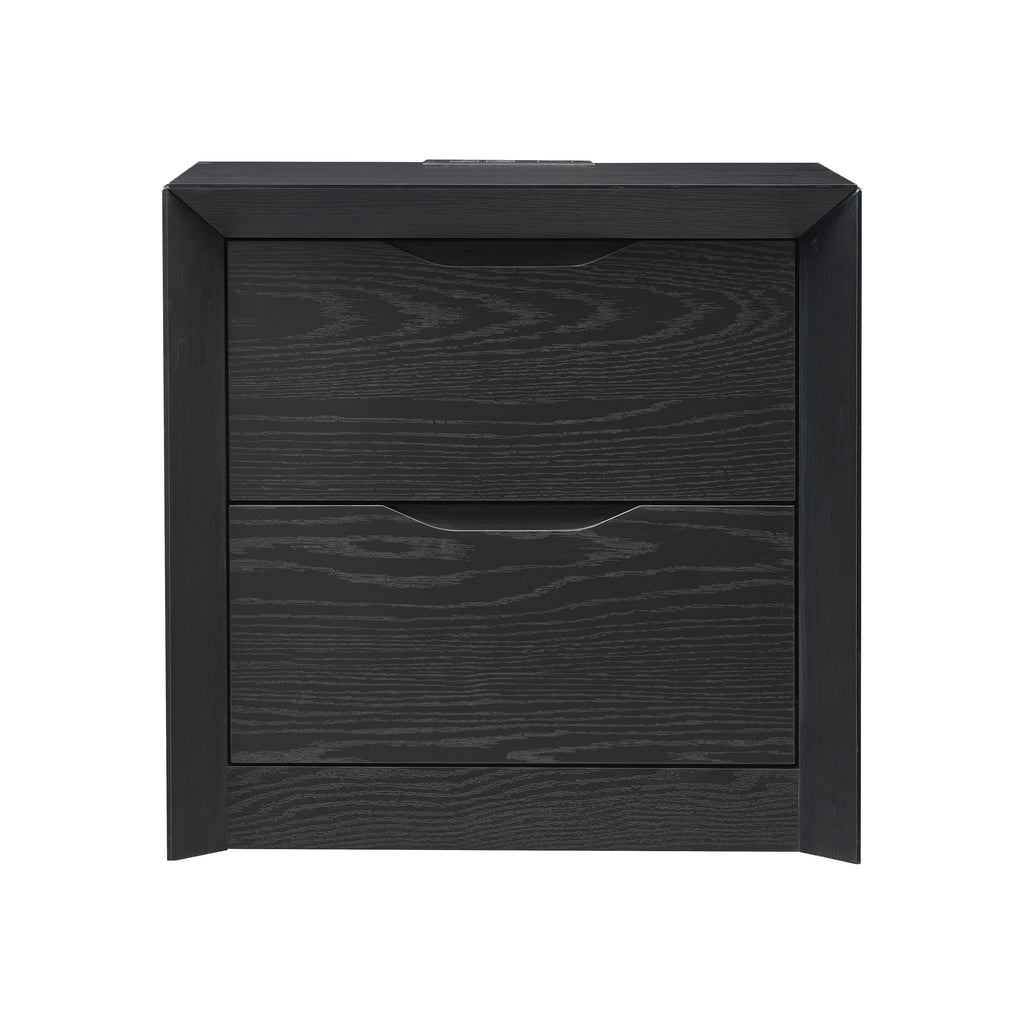 Nightstand with Charging Station and 2 Drawers