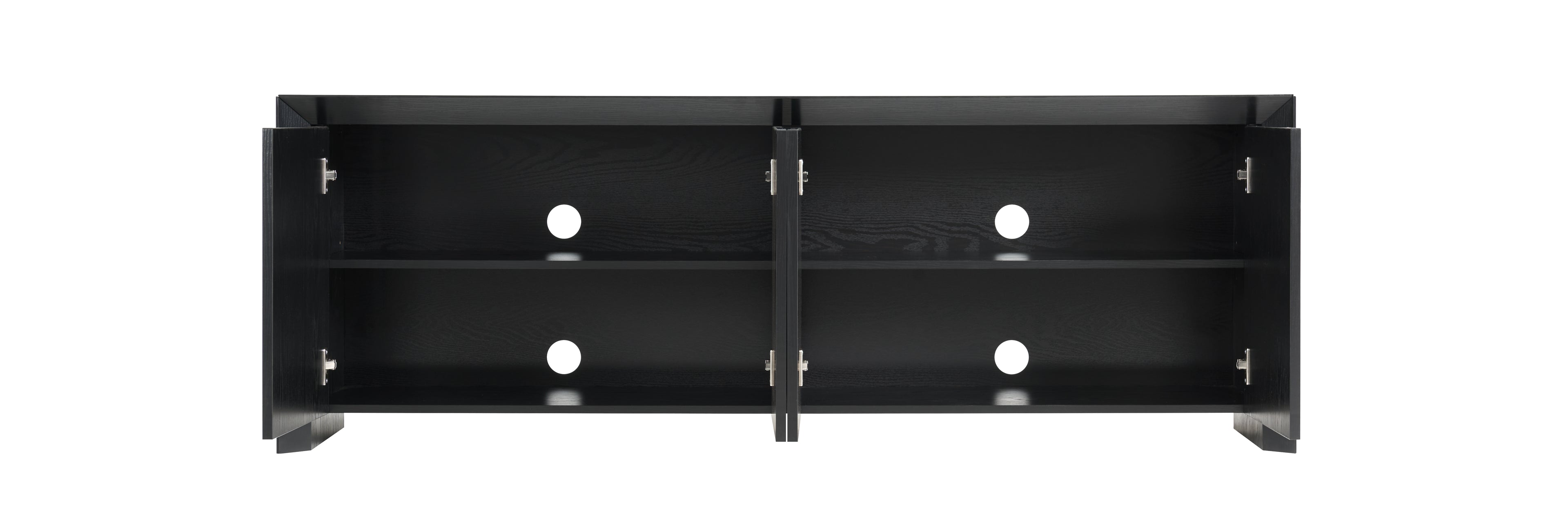 Modern Wood TV Stand with Storage Cabinet  Black
