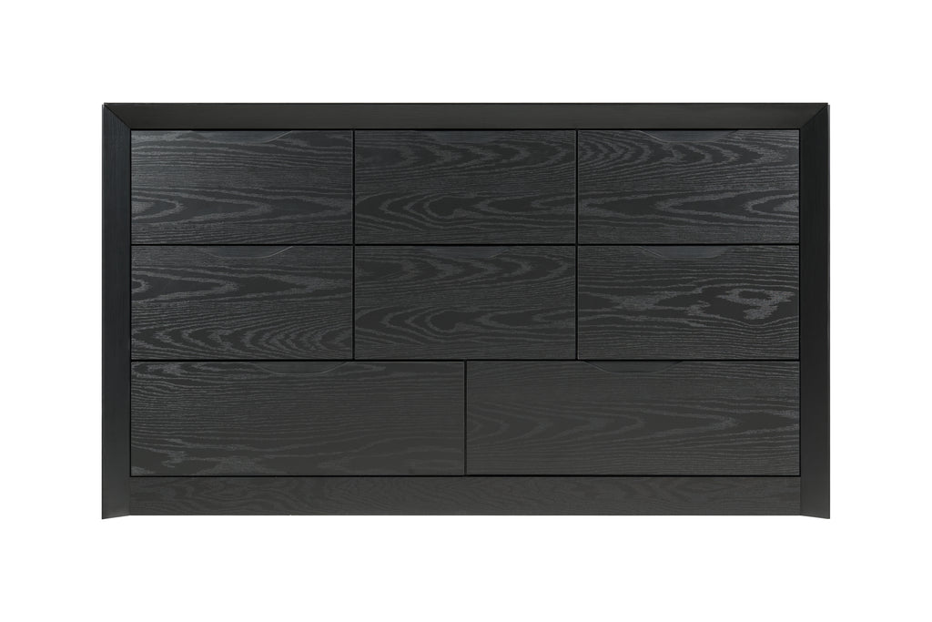 8-Drawer Black Wood Dresser for Bedroom Storage