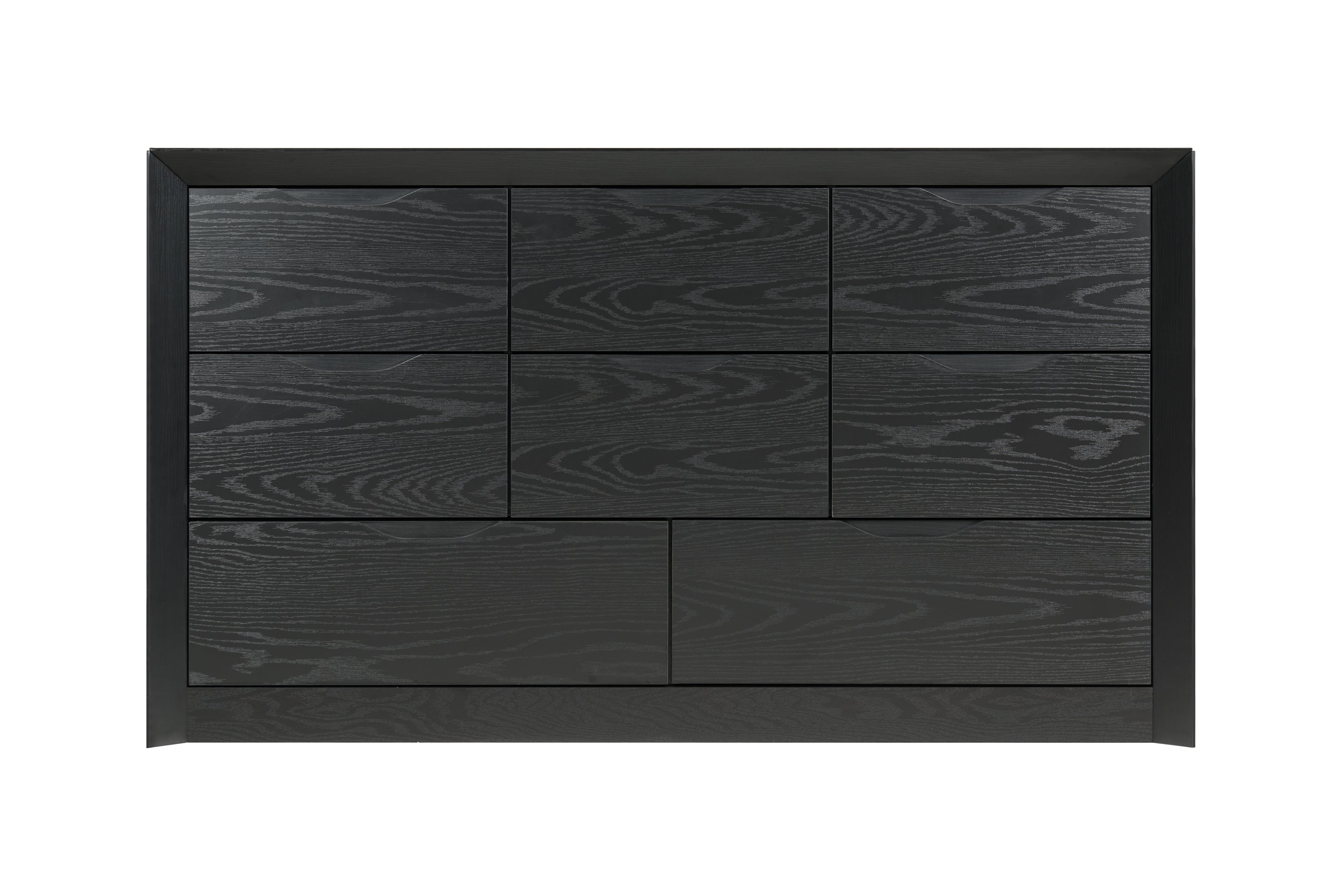8-Drawer Black Wood Dresser for Bedroom Storage