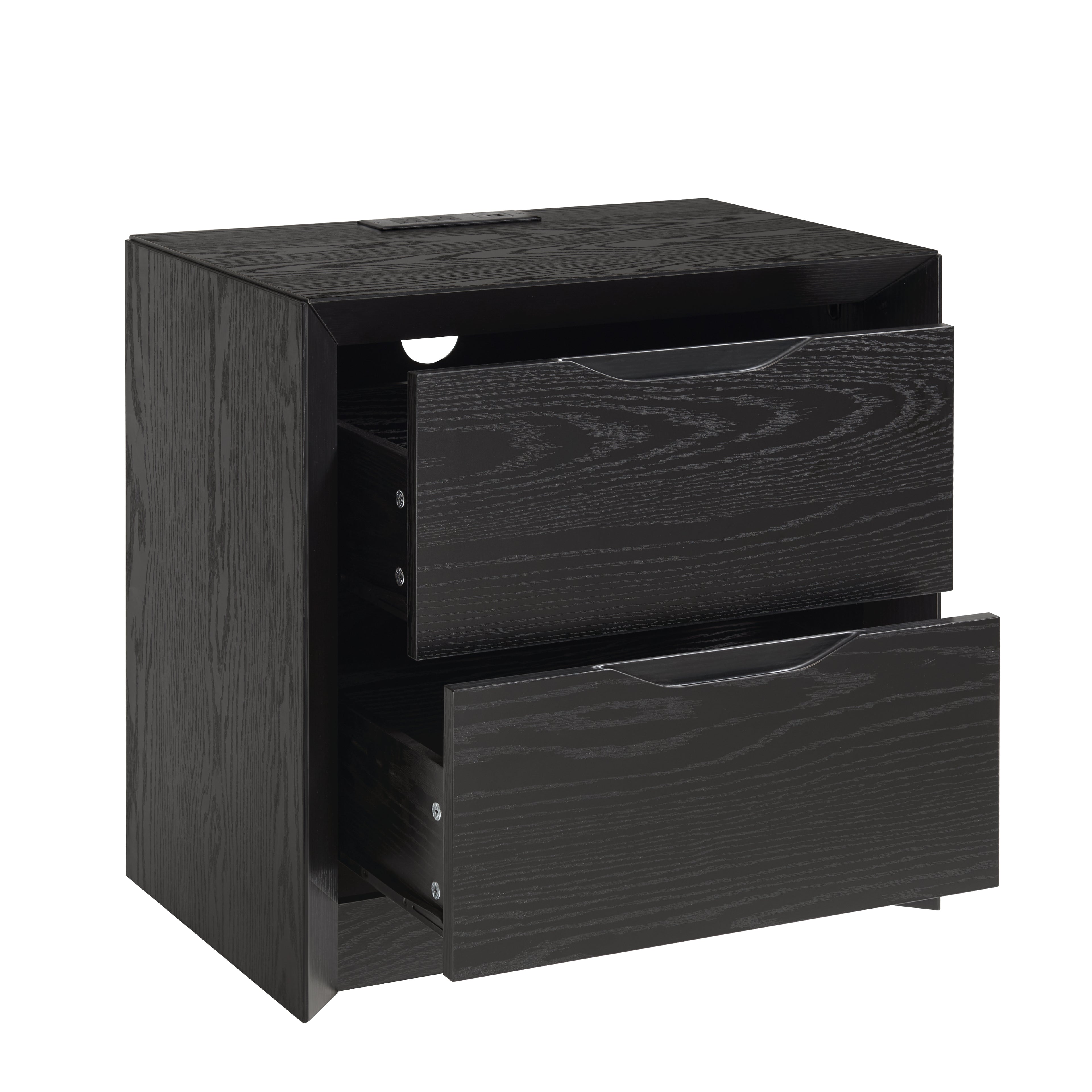 Nightstand with Charging Station and 2 Drawers