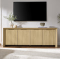 Modern Wood TV Stand with Storage Cabinet Natural