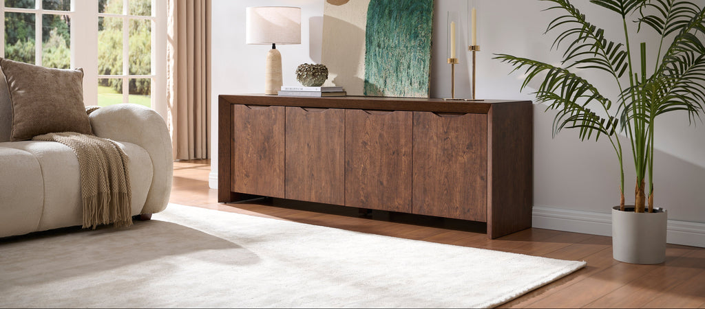 Modern Wood TV Stand with Storage Cabinet  brown