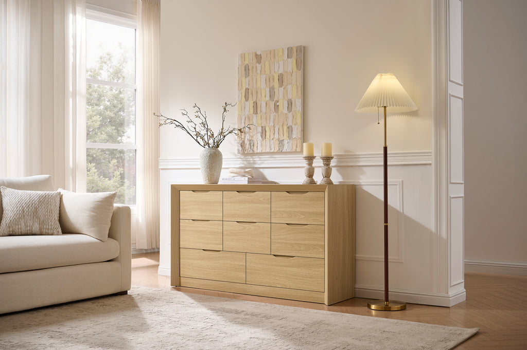 8-Drawer Wood Dresser for Bedroom Storage