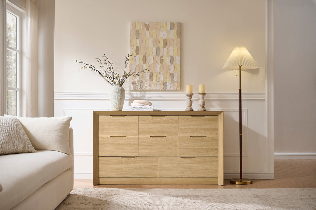 8-Drawer Wood Dresser for Bedroom Storage
