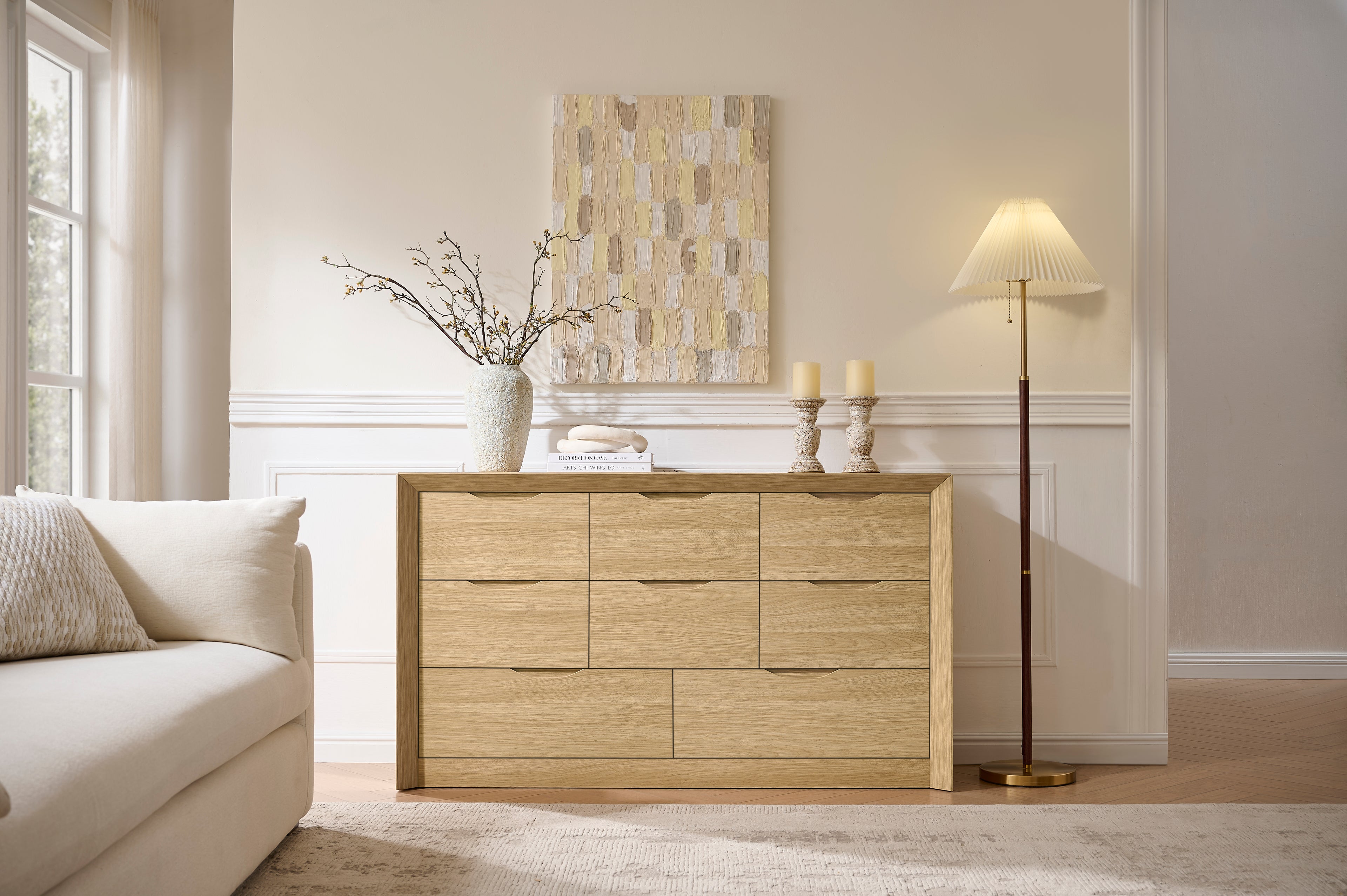 8-Drawer Wood Dresser for Bedroom Storage
