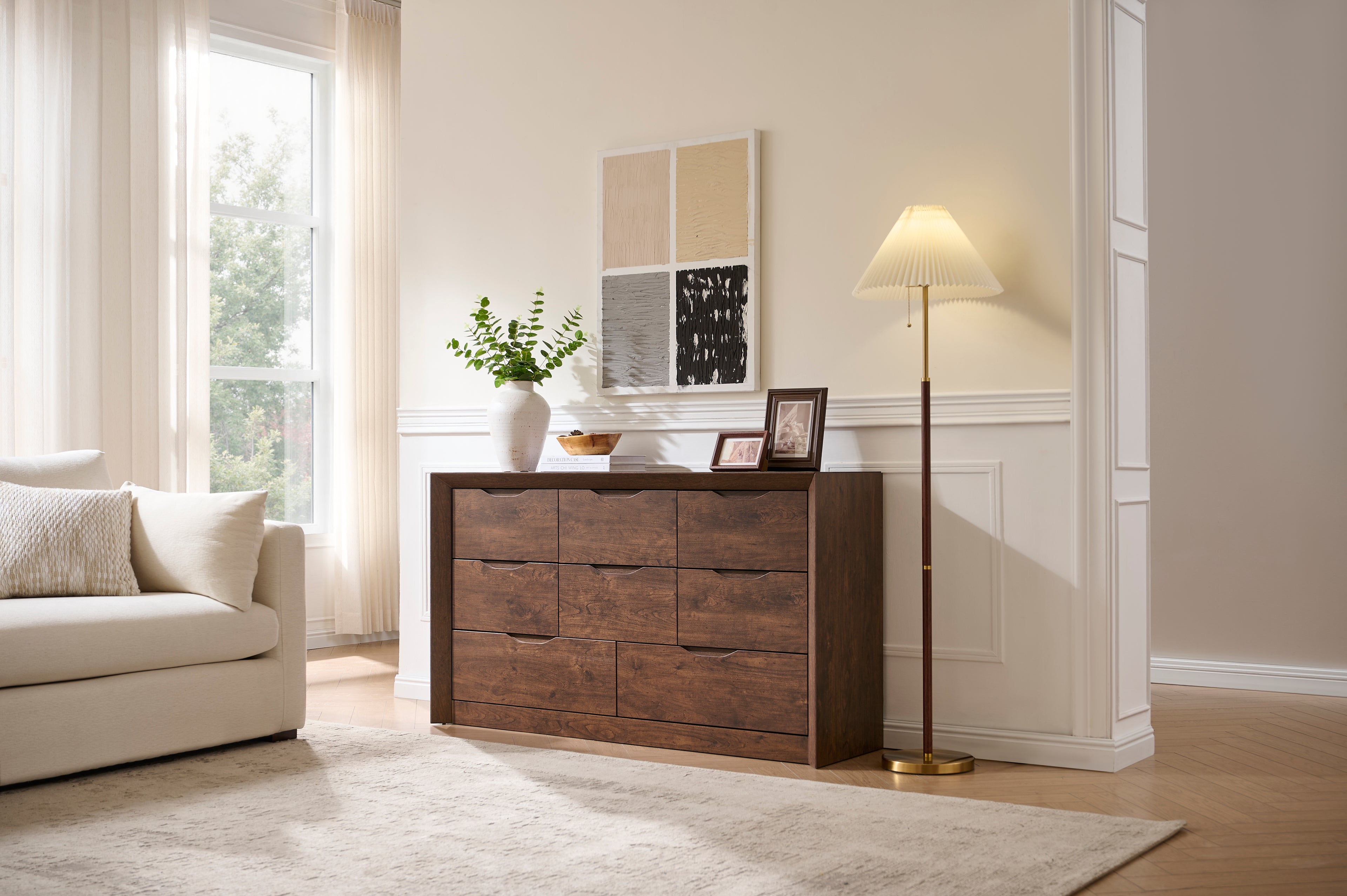 8-Drawer Rustic Wood Dresser for Bedroom Storage