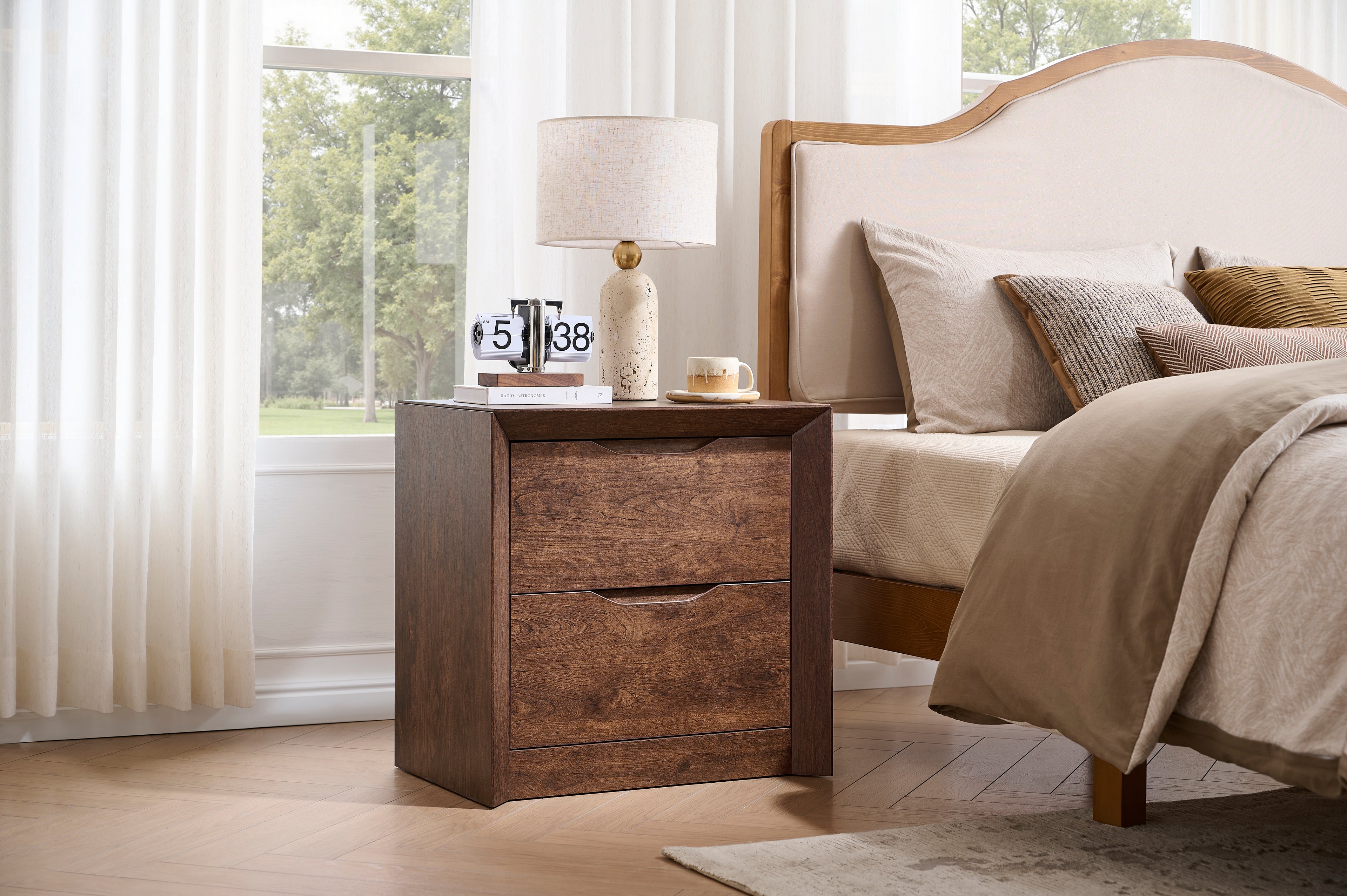 Nightstand with Charging Station and 2 Drawers