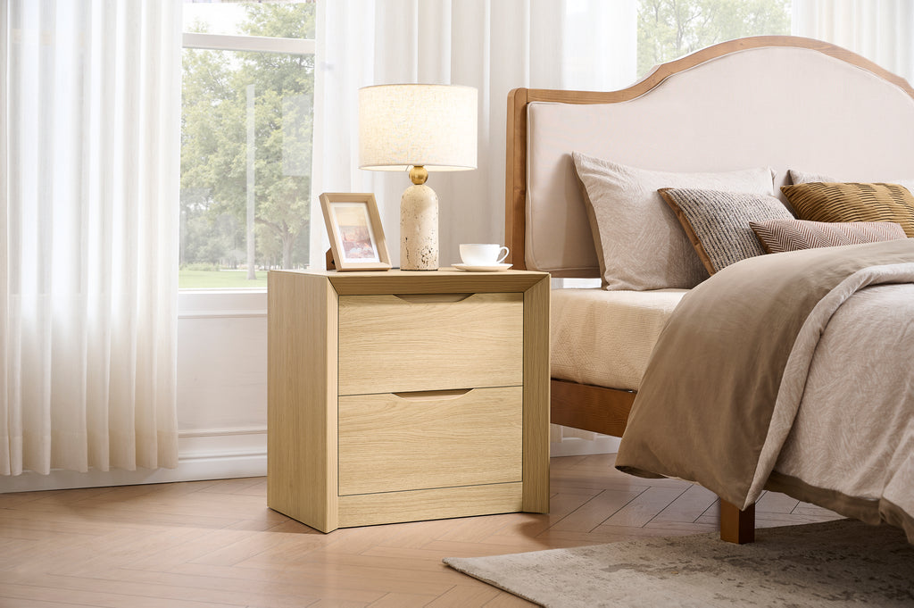 Nightstand with Charging Station and 2 Drawers
