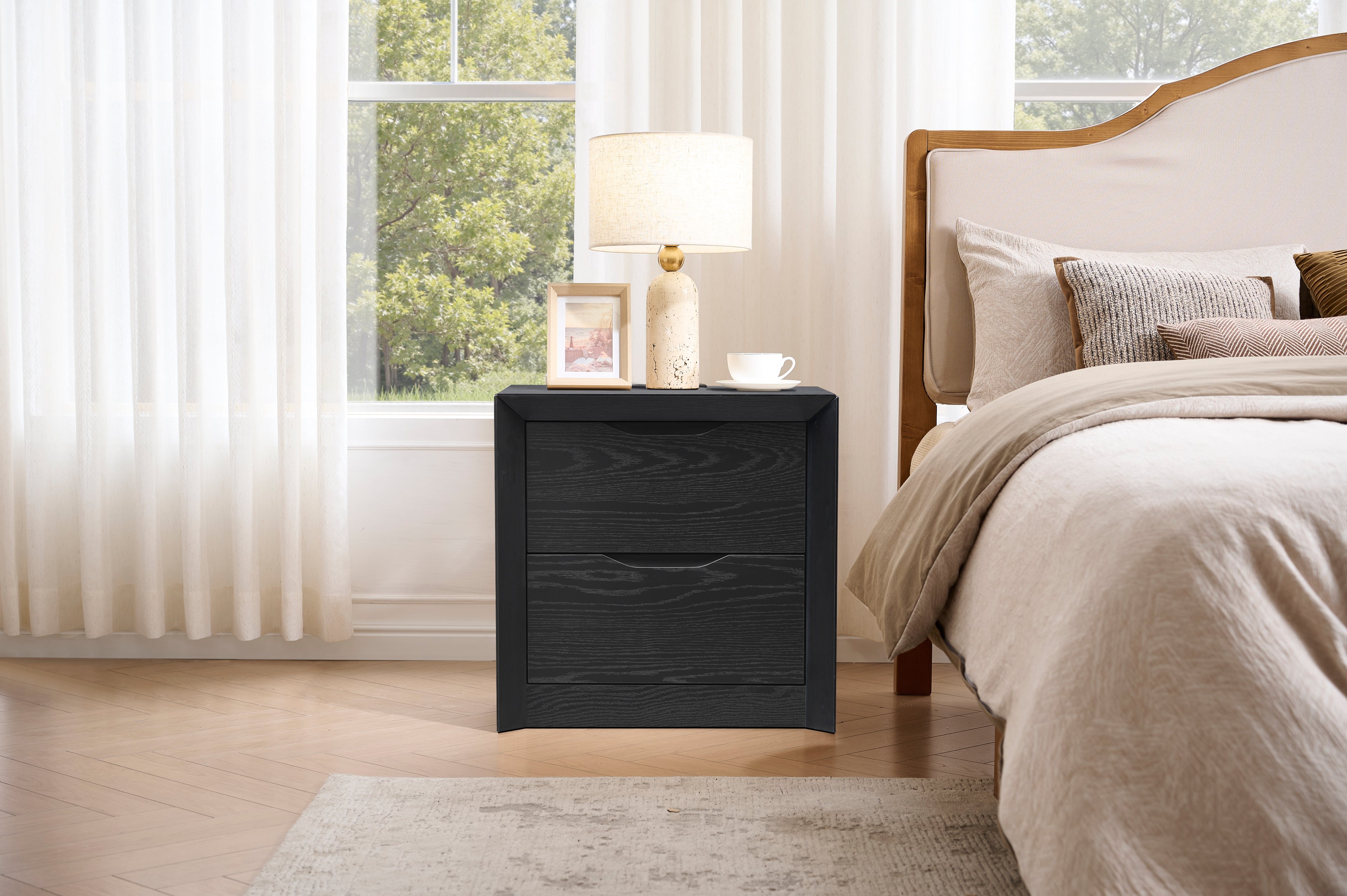 Nightstand with Charging Station and 2 Drawers