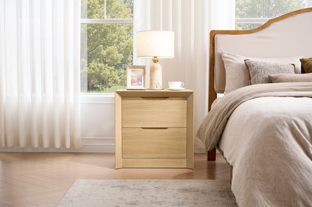 Nightstand with Charging Station and 2 Drawers