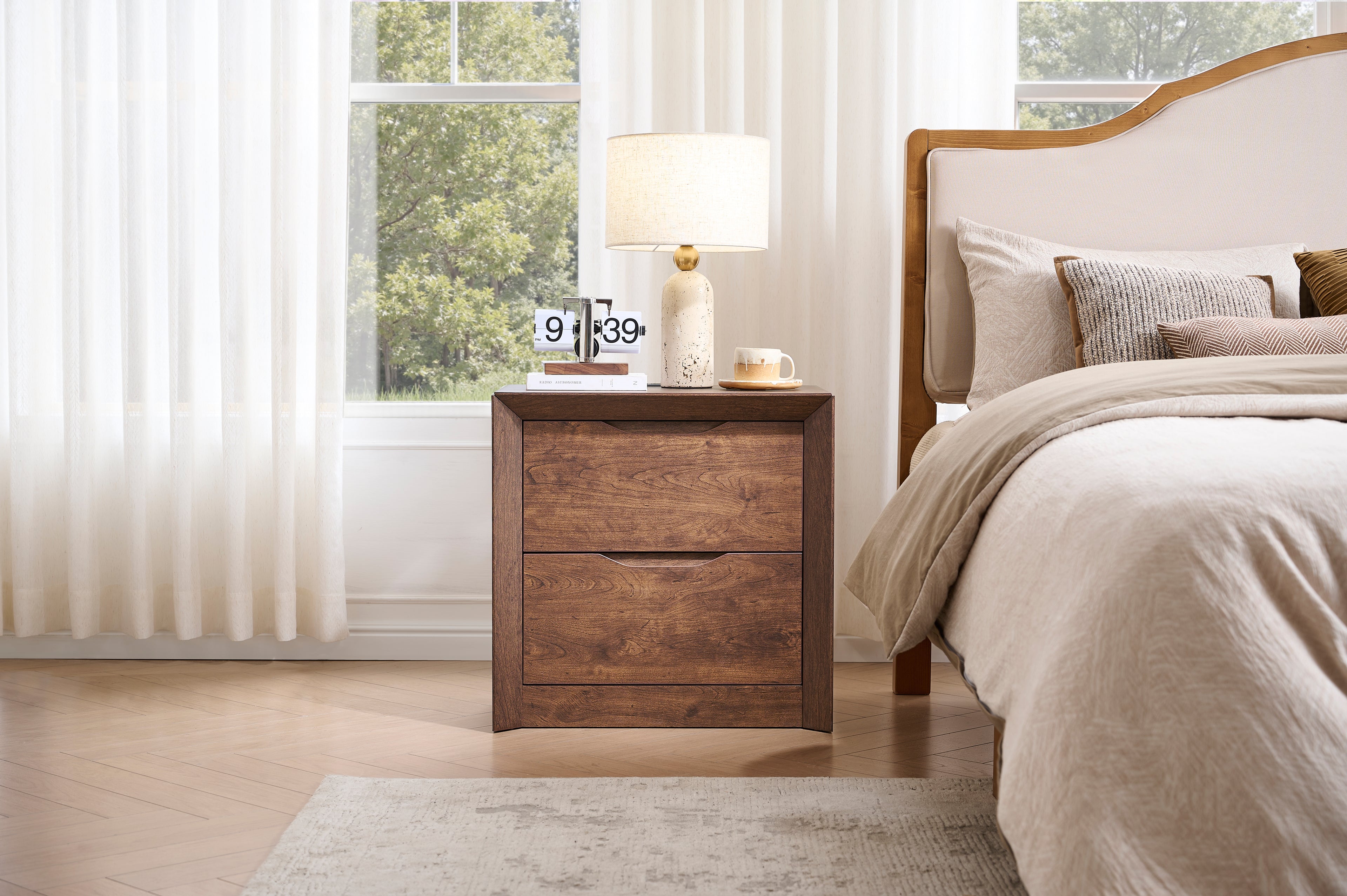 Nightstand with Charging Station and 2 Drawers