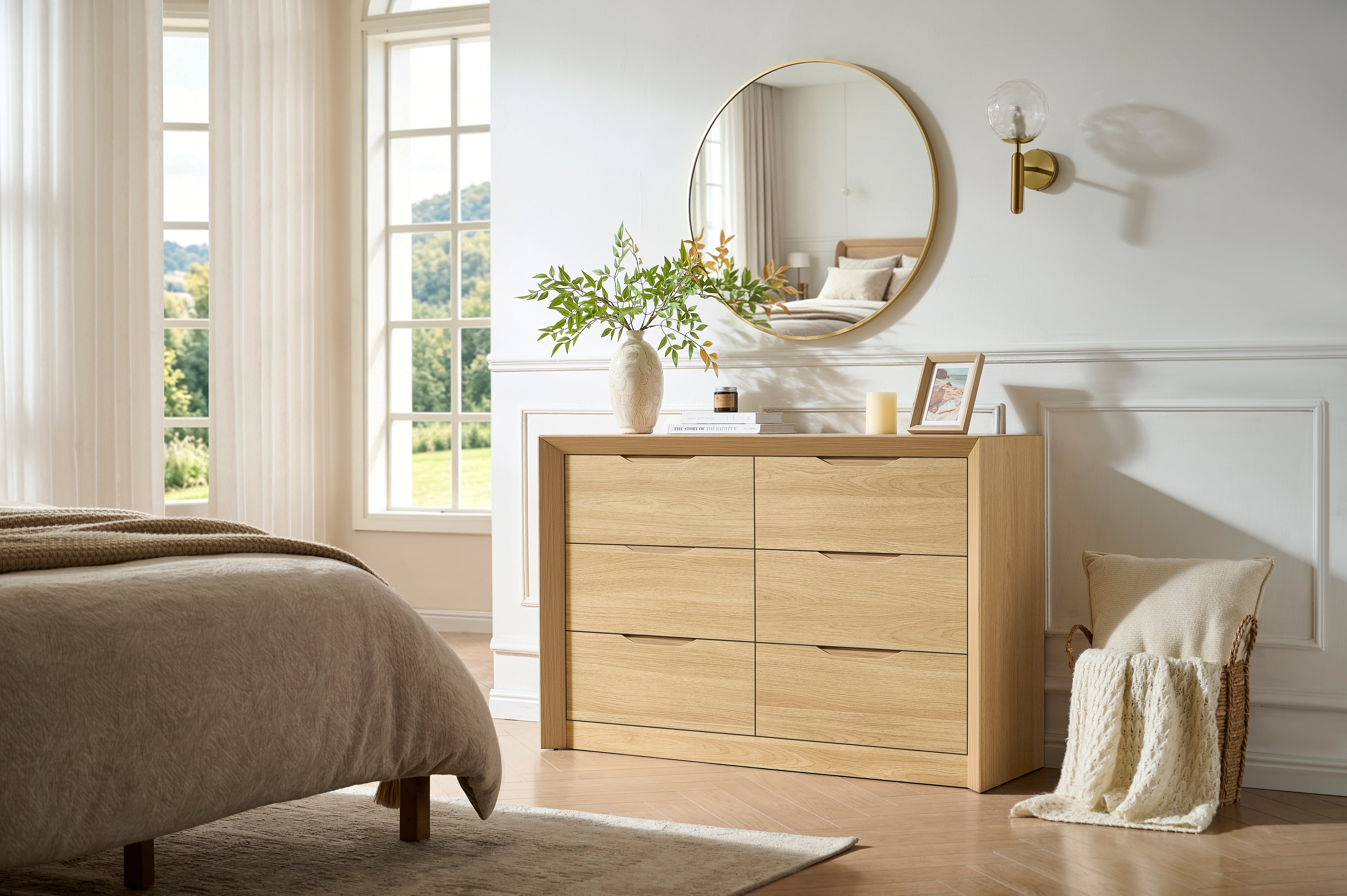 6-Drawer Wide Dresser with Spacious Storage