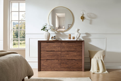 6-Drawer Wide Dresser with Spacious Storage