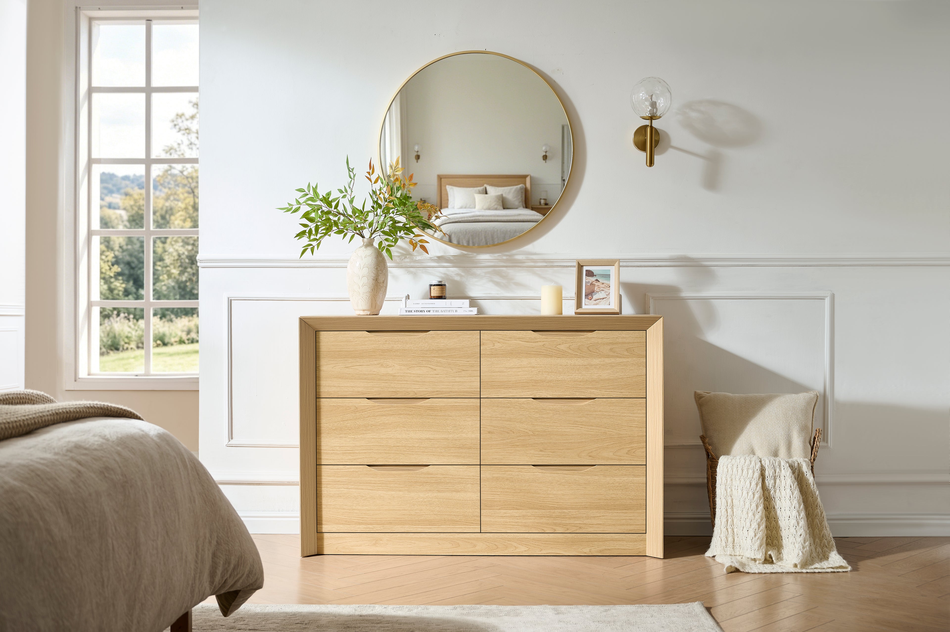 6-Drawer Wide Dresser with Spacious Storage