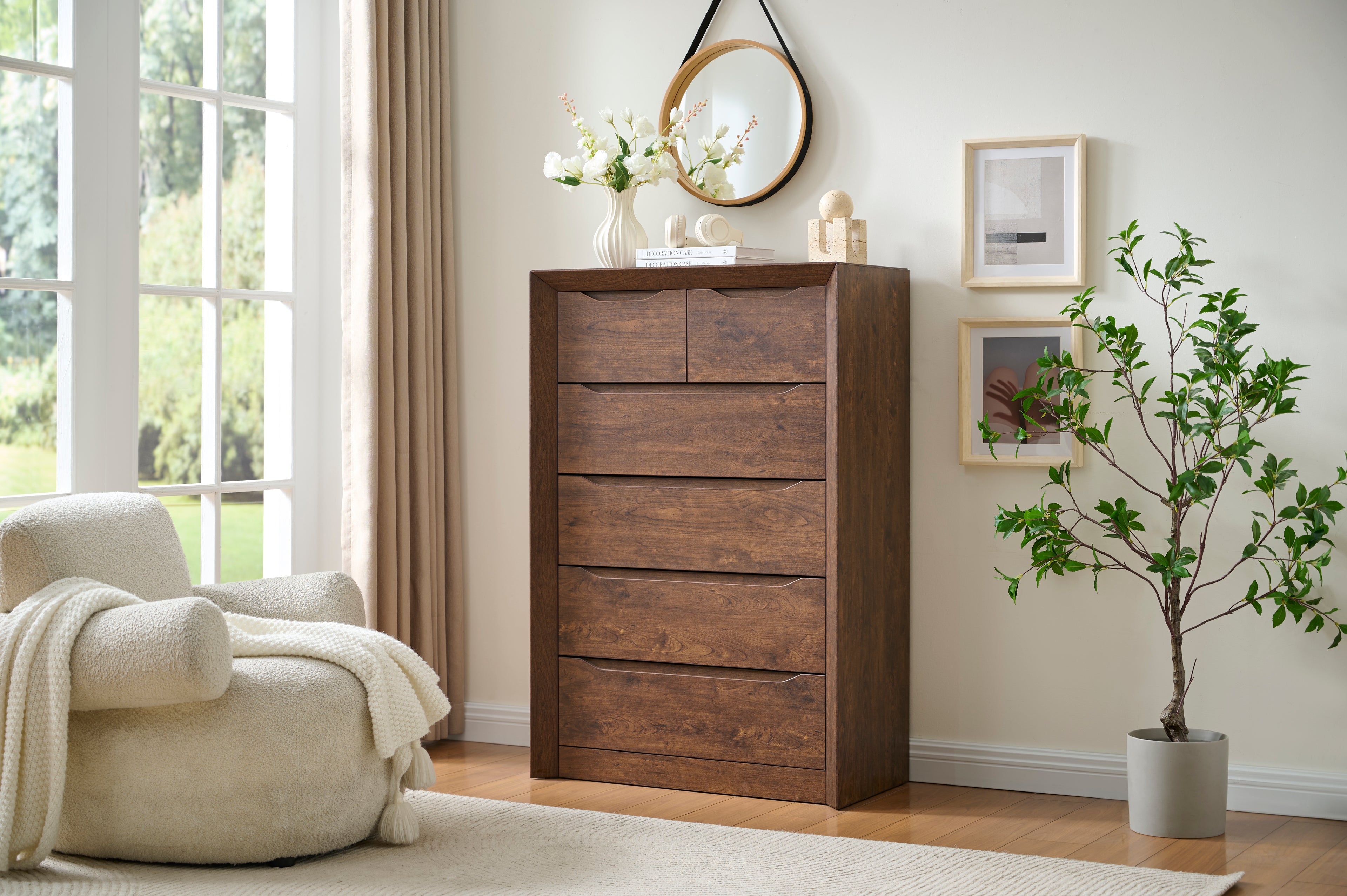 6-Drawer Tall Dresser for Bedroom Storage