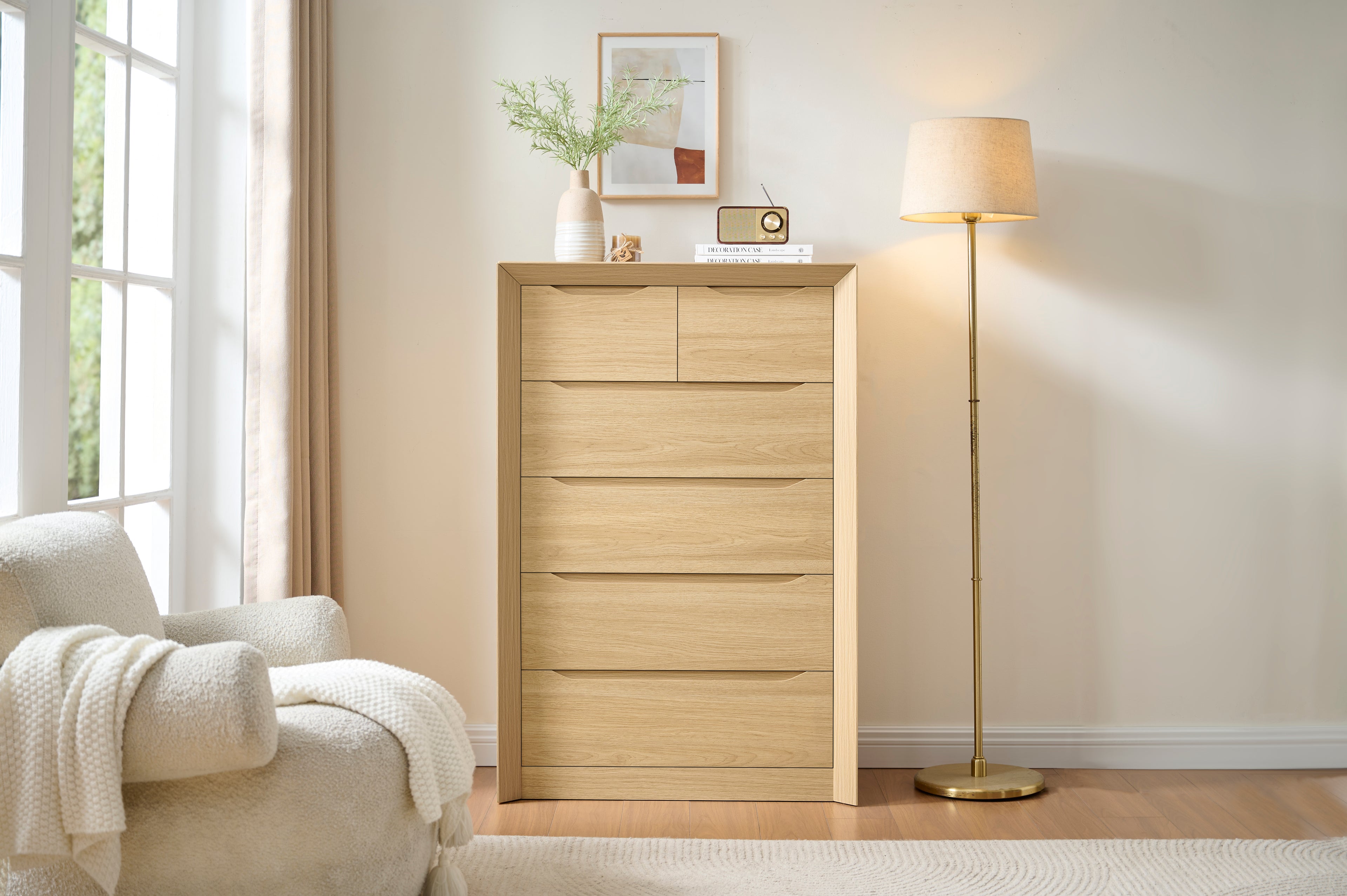 6-Drawer Tall Dresser for Bedroom Storages