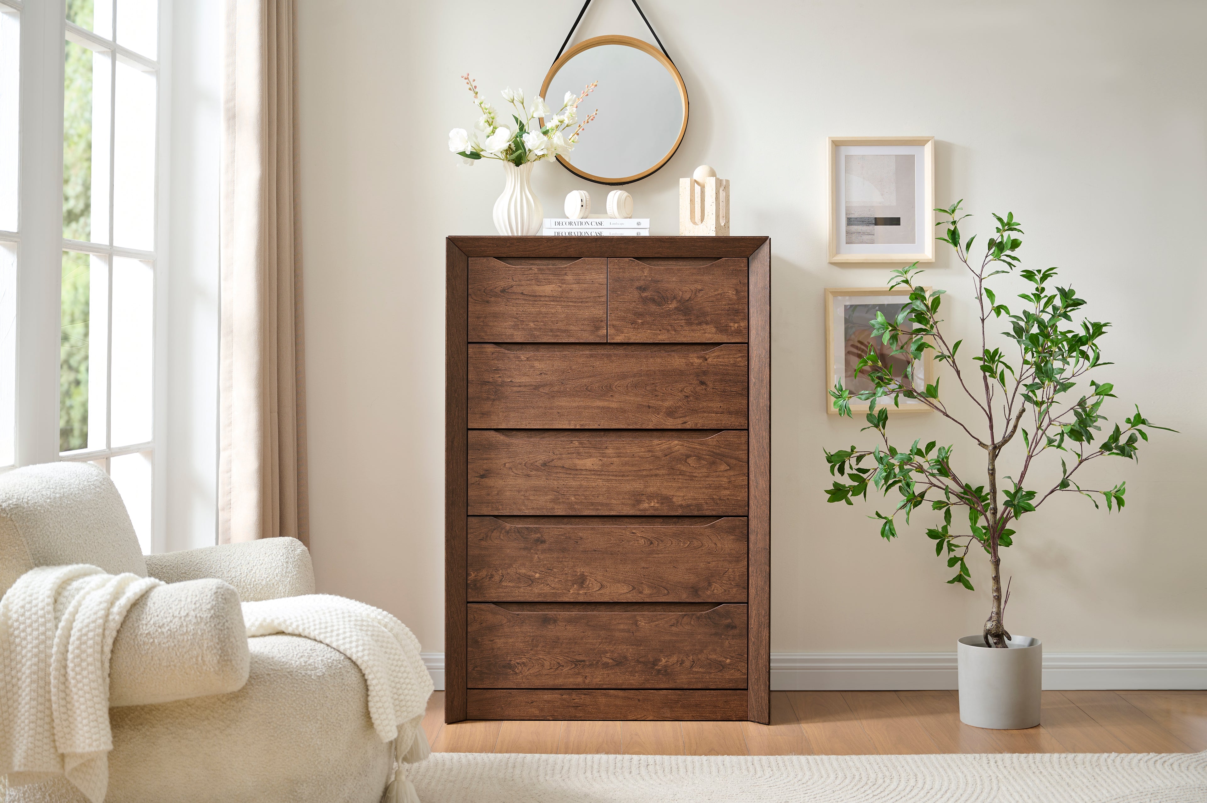 6-Drawer Tall Dresser for Bedroom Storage