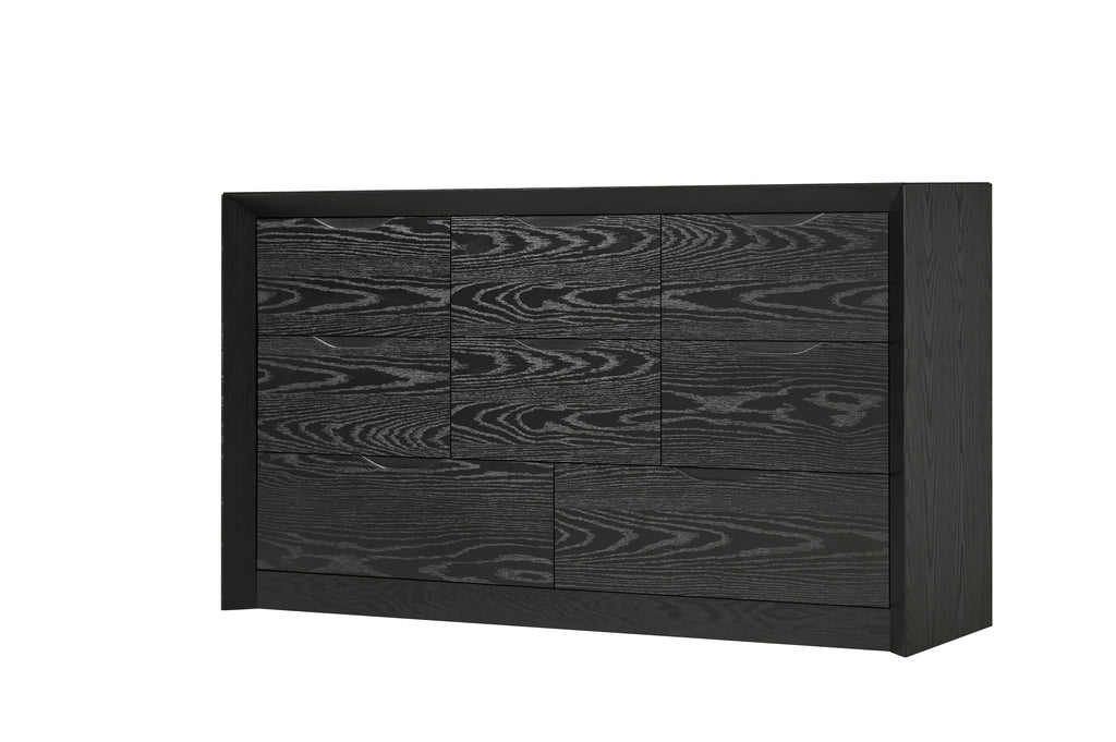 8-Drawer Black Wood Dresser for Bedroom Storage