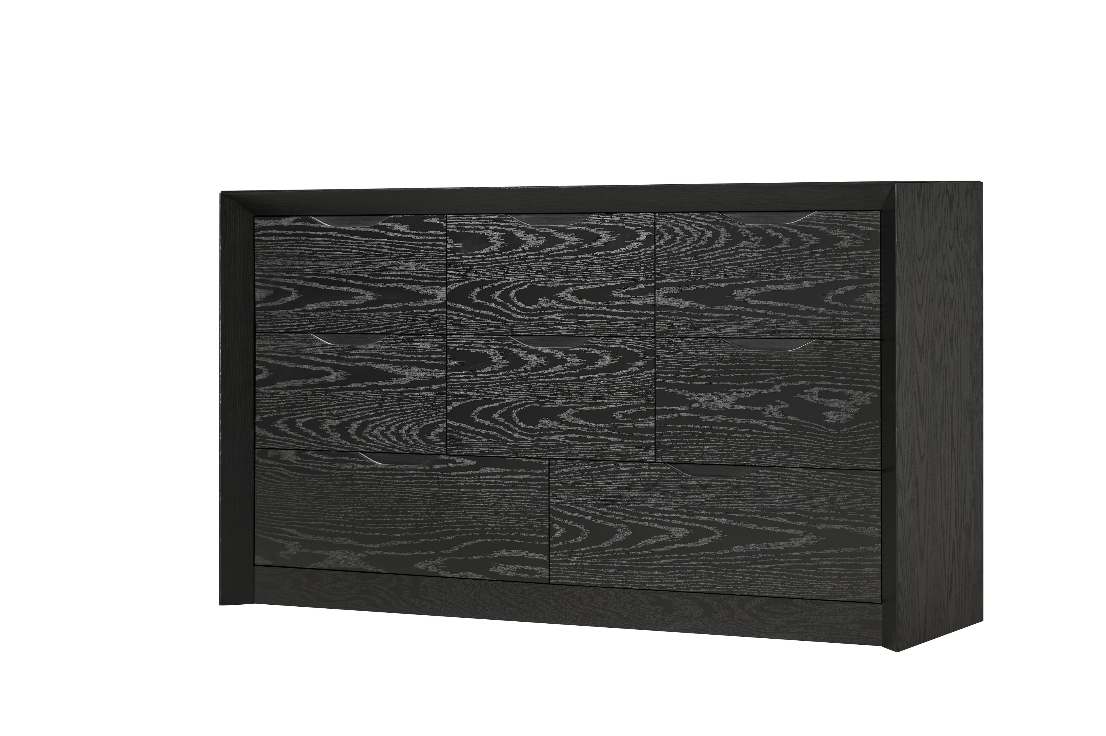 8-Drawer Black Wood Dresser for Bedroom Storage