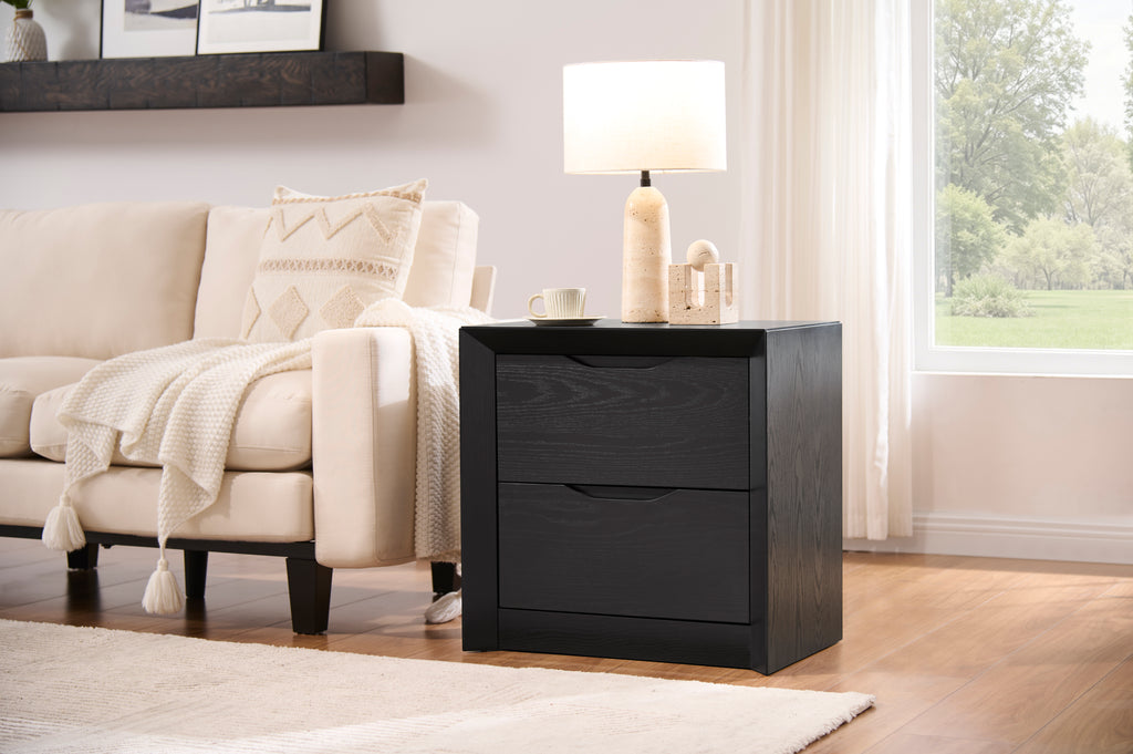 Nightstand with Charging Station and 2 Drawers